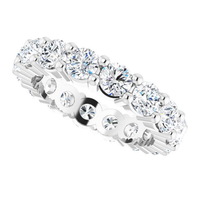 10K Gold Round Lab-Grown Diamond Shared-Prong Eternity Band – 3.5 mm Stones - White Gold - view 5