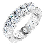14K Gold Oval Natural Diamond Shared-Prong Eternity Band – 5x3 mm Stones - White Gold