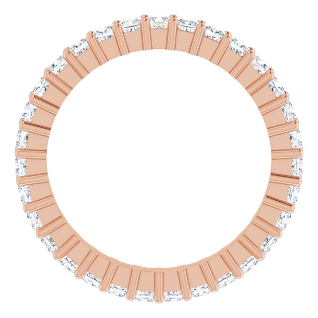 10K Gold Square Natural Diamond Shared-Prong Eternity Band – 1.75x1.75 mm Stones - Rose Gold - view 2