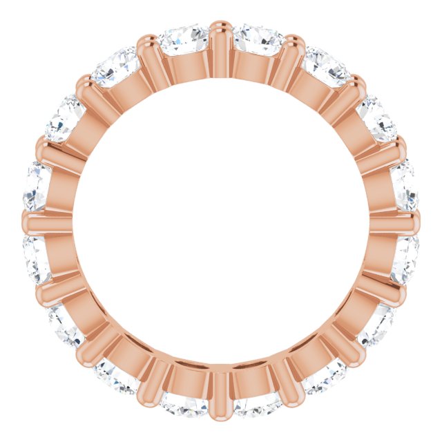 10K Gold Round Lab-Grown Diamond Shared-Prong Eternity Band – 3.4 mm Stones - Rose Gold - view 2