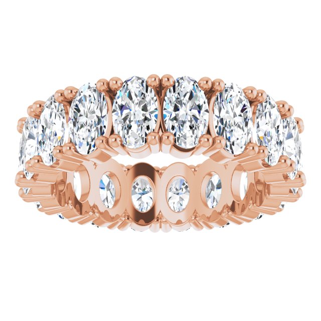 10K Gold Oval Lab-Grown Diamond Shared-Prong Eternity Band – 5x3 mm Stones - Rose Gold - view 3