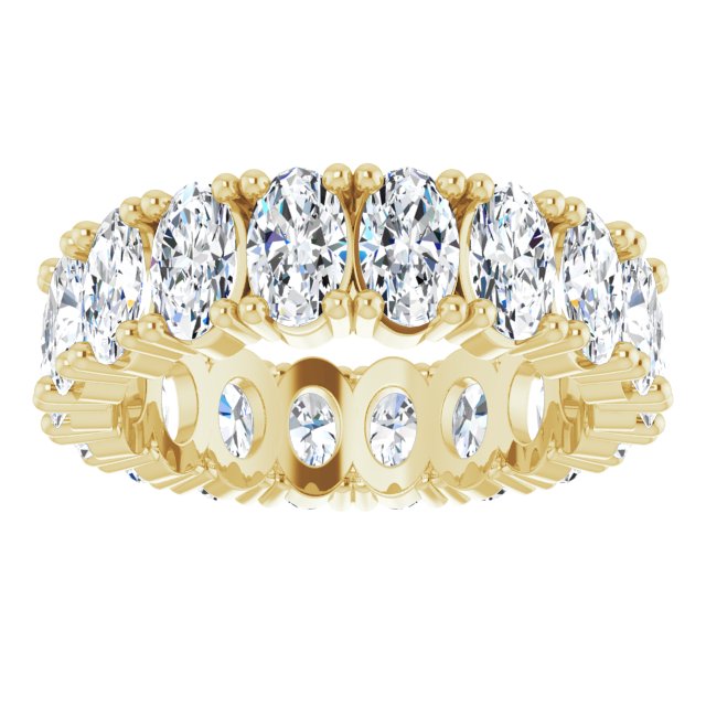 10K Gold Oval Lab-Grown Diamond Shared-Prong Eternity Band – 5x3 mm Stones - Yellow Gold - view 3