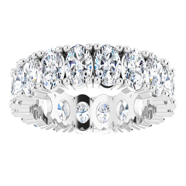 10K Gold Oval Lab-Grown Diamond Shared-Prong Eternity Band – 5x3 mm Stones - White Gold - view 3
