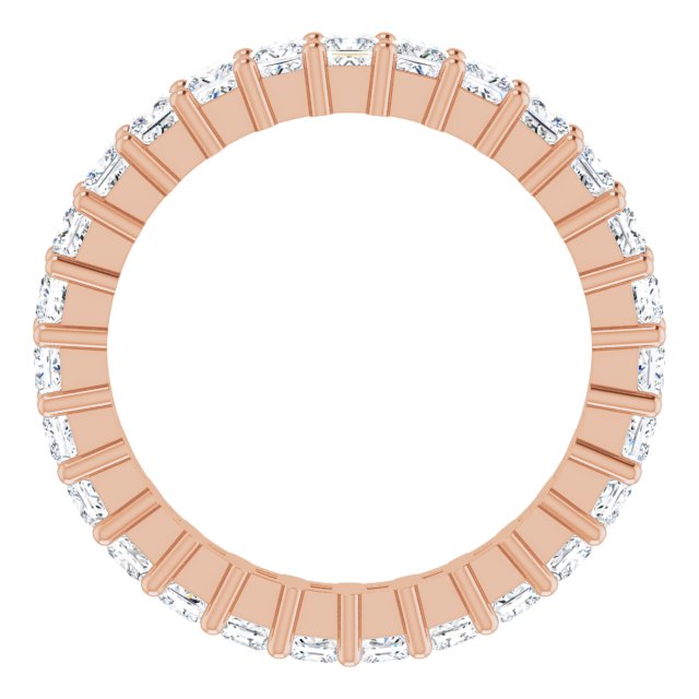 10K Gold Square Lab-Grown Diamond Shared-Prong Eternity Band – 2x2 mm Stones - Rose Gold - view 2