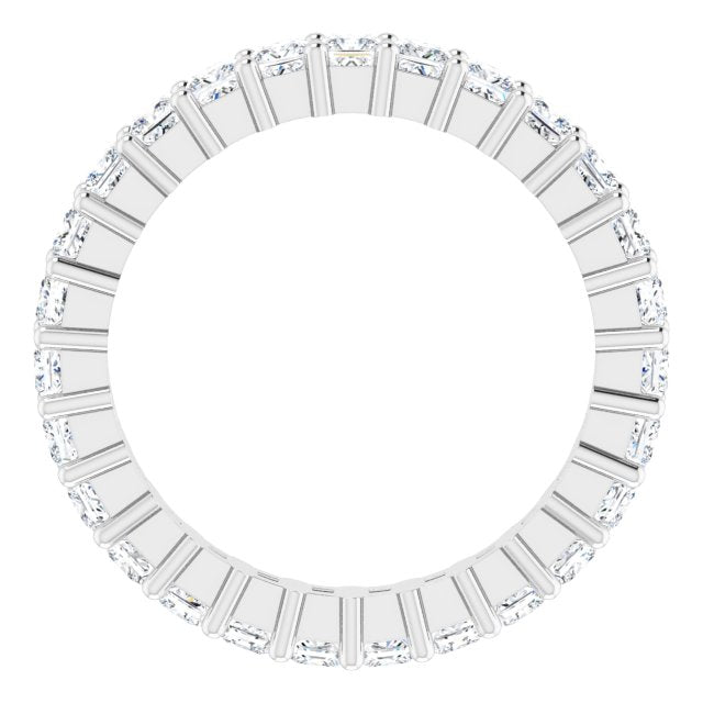 10K Gold Square Lab-Grown Diamond Shared-Prong Eternity Band – 2x2 mm Stones - White Gold - view 2