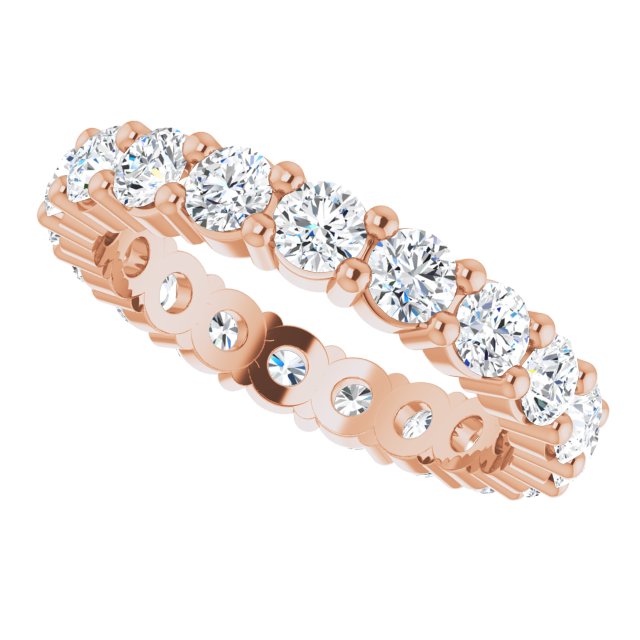 10K Gold Round Lab-Grown Diamond Shared-Prong Eternity Band – 2.75 mm Stones - Rose Gold - view 5