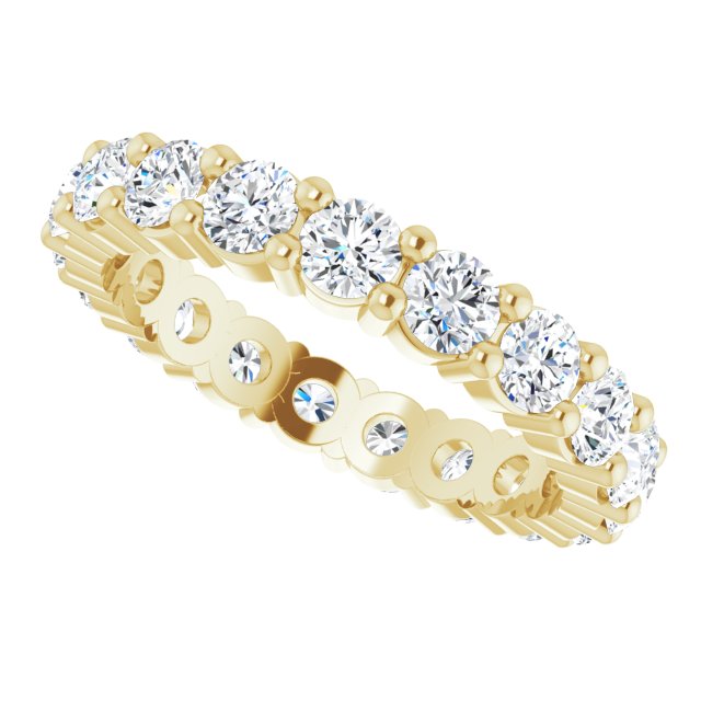 10K Gold Round Lab-Grown Diamond Shared-Prong Eternity Band – 2.75 mm Stones - Yellow Gold - view 5