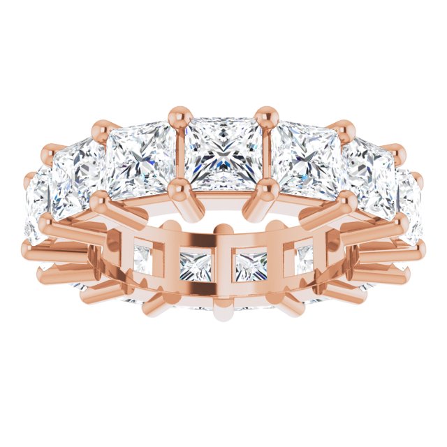 10K Gold Square Lab-Grown Diamond Shared-Prong Eternity Band – 4x4 mm Stones - Rose Gold - view 3