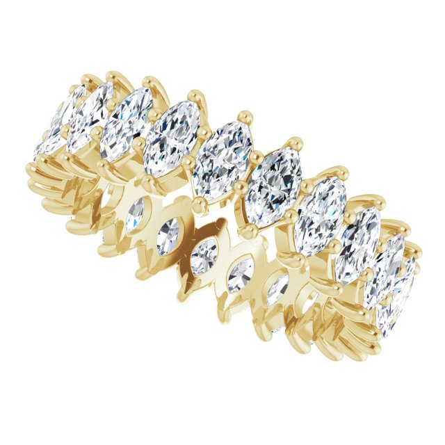 14K Gold Marquise Natural Diamond Shared-Prong Eternity Band – 4.25x2.25 mm Stones - Yellow Gold - view 5