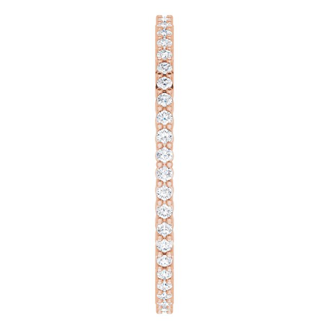 10K Gold Round Natural Diamond Shared-Prong Eternity Band – 1 mm Stones - Rose Gold - view 4