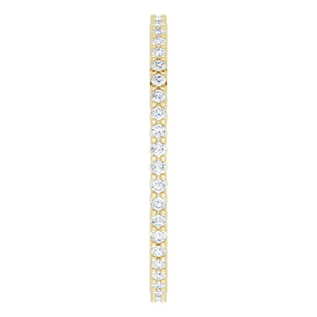 10K Gold Round Natural Diamond Shared-Prong Eternity Band – 1 mm Stones - Yellow Gold - view 4