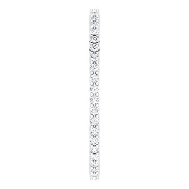 10K Gold Round Lab-Grown Diamond Shared-Prong Eternity Band – 1 mm Stones - White Gold - view 4
