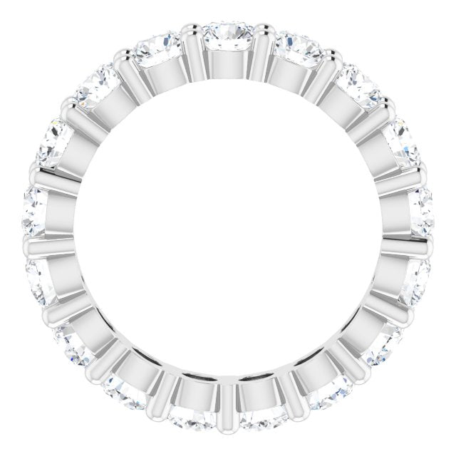 10K Gold Round Natural Diamond Shared-Prong Eternity Band – 3.4 mm Stones - White Gold - view 2