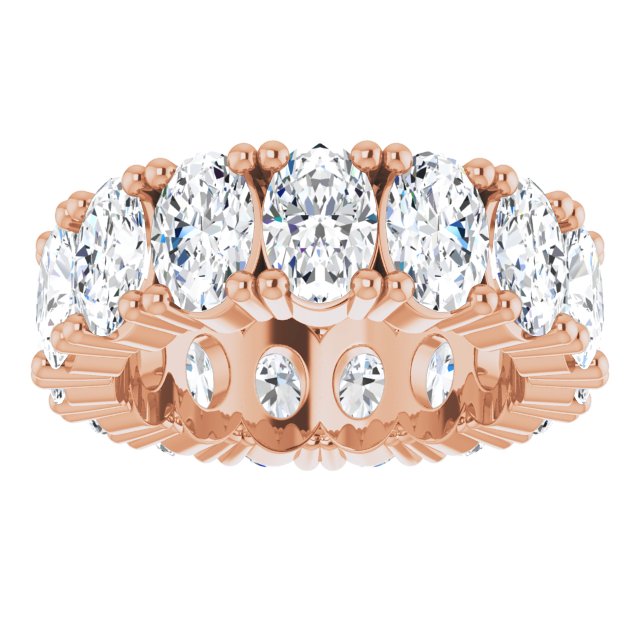 10K Gold Oval Lab-Grown Diamond Shared-Prong Eternity Band – 6x4 mm Stones - Rose Gold - view 3