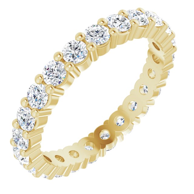 10K Gold Round Natural Diamond Shared-Prong Eternity Band – 2.25 mm Stones - Yellow Gold