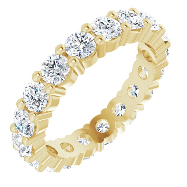 10K Gold Round Lab-Grown Diamond Shared-Prong Eternity Band – 3 mm Stones - Yellow Gold