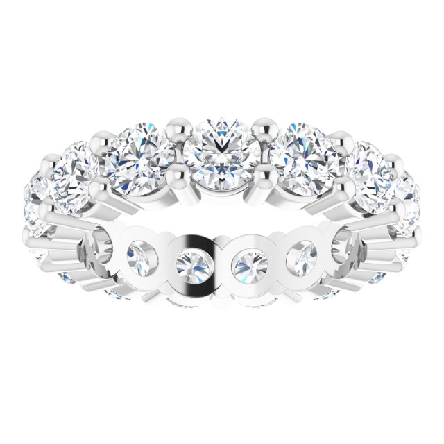 10K Gold Round Natural Diamond Shared-Prong Eternity Band – 3.75 mm Stones - White Gold - view 3