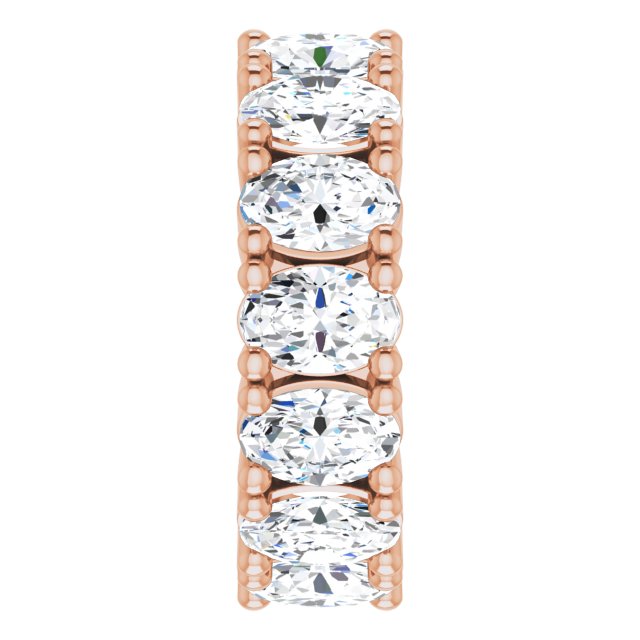 10K Gold Oval Lab-Grown Diamond Shared-Prong Eternity Band – 6x4 mm Stones - Rose Gold - view 4