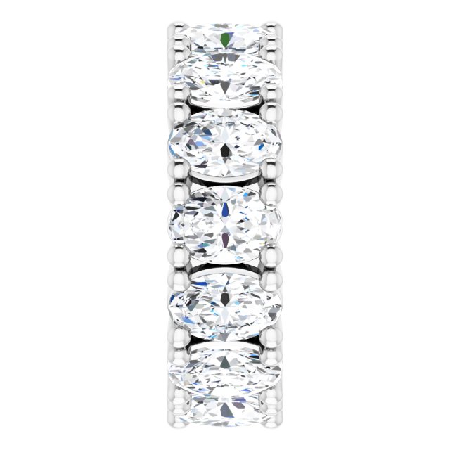 10K Gold Oval Lab-Grown Diamond Shared-Prong Eternity Band – 6x4 mm Stones - White Gold - view 4