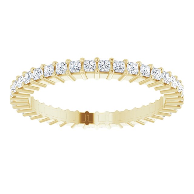 10K Gold Square Natural Diamond Shared-Prong Eternity Band – 1.25x1.25 mm Stones - Yellow Gold - view 3
