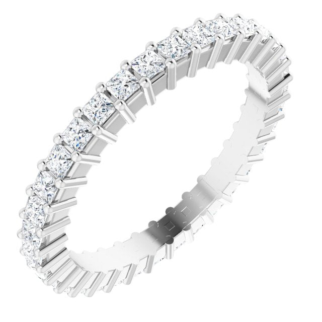 10K Gold Square Natural Diamond Shared-Prong Eternity Band – 1.5x1.5 mm Stones - White Gold