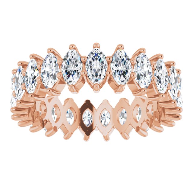 14K Gold Marquise Natural Diamond Shared-Prong Eternity Band – 4.25x2.25 mm Stones - Rose Gold - view 3