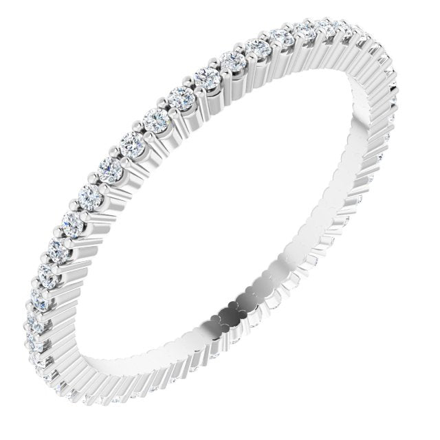 10K Gold Round Natural Diamond Shared-Prong Eternity Band – 1 mm Stones - White Gold