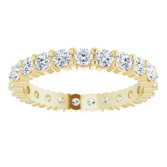 10K Gold Round Lab-Grown Diamond Shared-Prong Eternity Band – 2.25 mm Stones - Yellow Gold - view 3