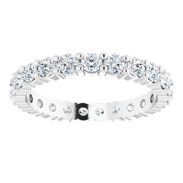 10K Gold Round Lab-Grown Diamond Shared-Prong Eternity Band – 2.25 mm Stones - White Gold - view 3