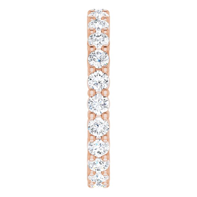 10K Gold Round Natural Diamond Shared-Prong Eternity Band – 2.25 mm Stones - Rose Gold - view 4