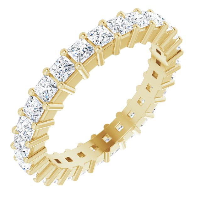 10K Gold Square Lab-Grown Diamond Shared-Prong Eternity Band – 2x2 mm Stones - Yellow Gold