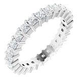 10K Gold Square Lab-Grown Diamond Shared-Prong Eternity Band – 2x2 mm Stones - White Gold