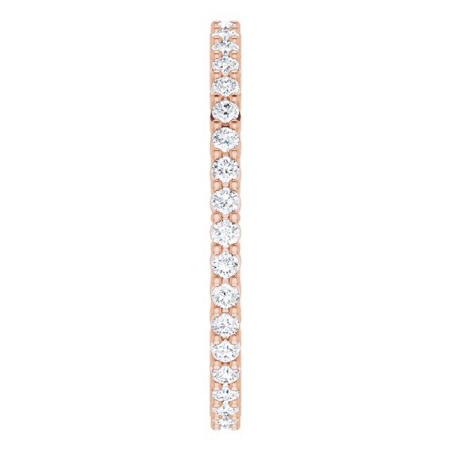 10K Gold Round Lab-Grown Diamond Shared-Prong Eternity Band – 1.3 mm Stones - Rose Gold - view 4