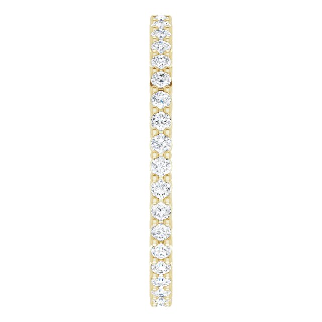 10K Gold Round Lab-Grown Diamond Shared-Prong Eternity Band – 1.3 mm Stones - Yellow Gold - view 4