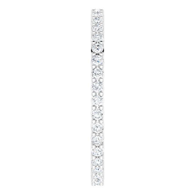 10K Gold Round Natural Diamond Shared-Prong Eternity Band – 1.3 mm Stones - White Gold - view 4