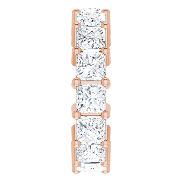 10K Gold Square Natural Diamond Shared-Prong Eternity Band – 4x4 mm Stones - Rose Gold - view 4