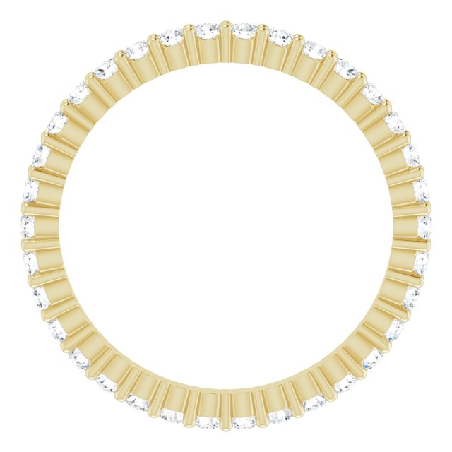 10K Gold Round Natural Diamond Shared-Prong Eternity Band – 1.5 mm Stones - Yellow Gold - view 2