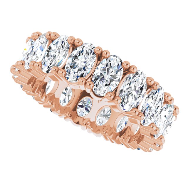 10K Gold Oval Lab-Grown Diamond Shared-Prong Eternity Band – 5x3 mm Stones - Rose Gold - view 5