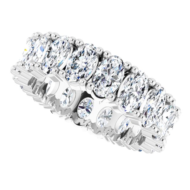 10K Gold Oval Lab-Grown Diamond Shared-Prong Eternity Band – 5x3 mm Stones - White Gold - view 5