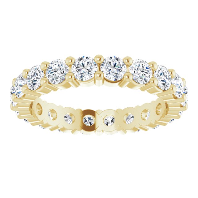 10K Gold Round Natural Diamond Shared-Prong Eternity Band – 2.75 mm Stones - Yellow Gold - view 3