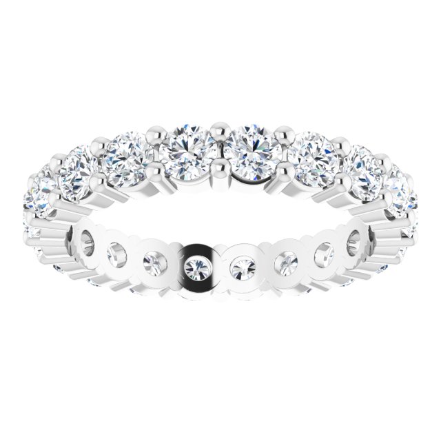 10K Gold Round Lab-Grown Diamond Shared-Prong Eternity Band – 2.75 mm Stones - White Gold - view 3