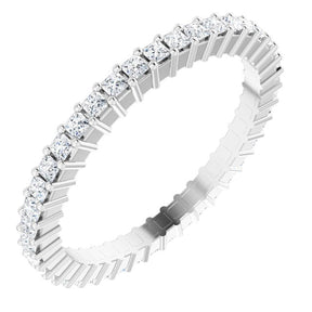 Platinum Square Natural Diamond Shared-Prong Eternity Band – 1.25x1.25 mm Stones