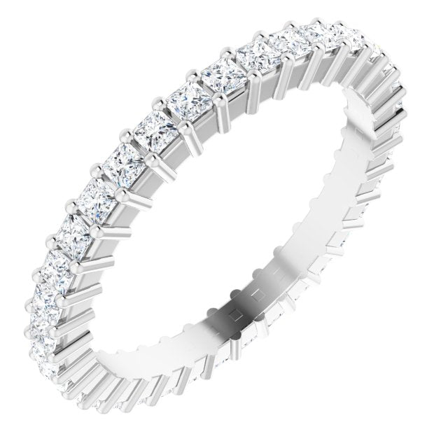 14K Gold Square Natural Diamond Shared-Prong Eternity Band – 1.5x1.5 mm Stones - White Gold