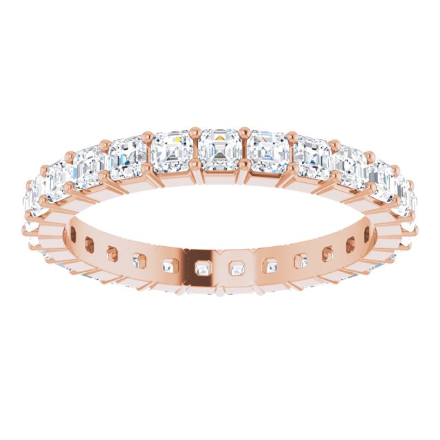 14K Gold Asscher Lab-Grown Diamond Shared-Prong Eternity Band – 2x2 mm Stones - Rose Gold - view 3