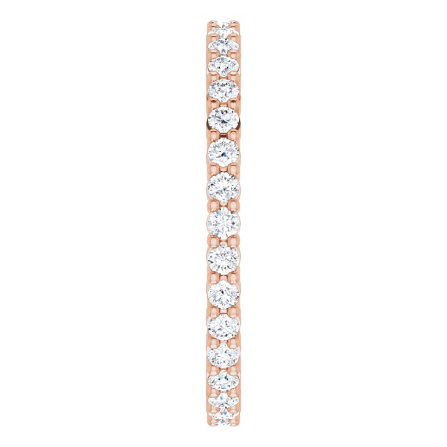 10K Gold Round Natural Diamond Shared-Prong Eternity Band – 1.5 mm Stones - Rose Gold - view 4