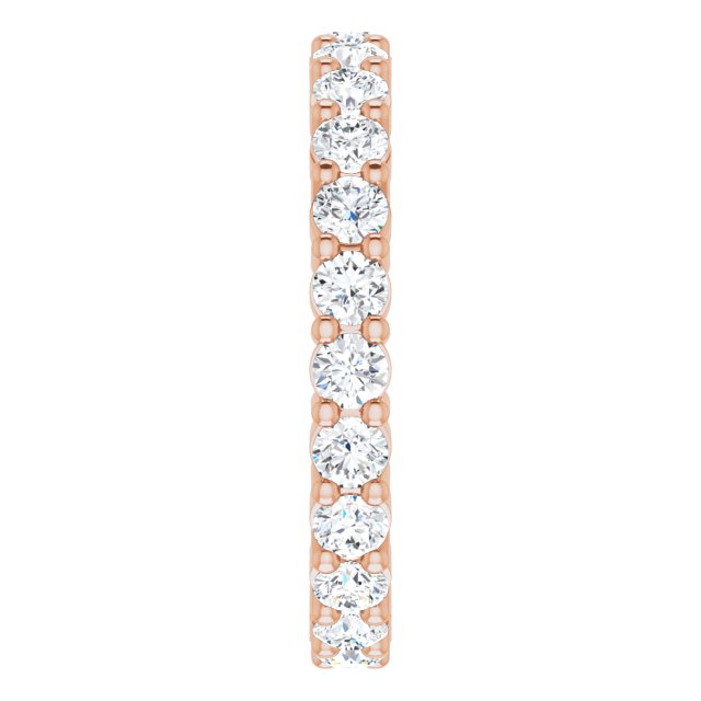 10K Gold Round Lab-Grown Diamond Shared-Prong Eternity Band – 2.25 mm Stones - Rose Gold - view 4