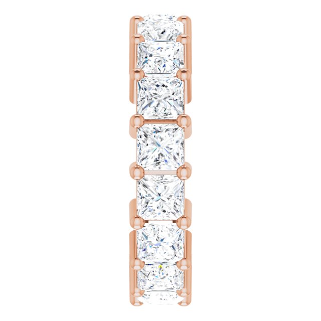 10K Gold Square Natural Diamond Shared-Prong Eternity Band – 3.5x3.5 mm Stones - Rose Gold - view 4