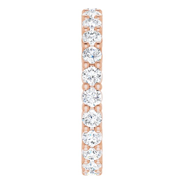 10K Gold Round Natural Diamond Shared-Prong Eternity Band – 2.25 mm Stones - Rose Gold - view 4