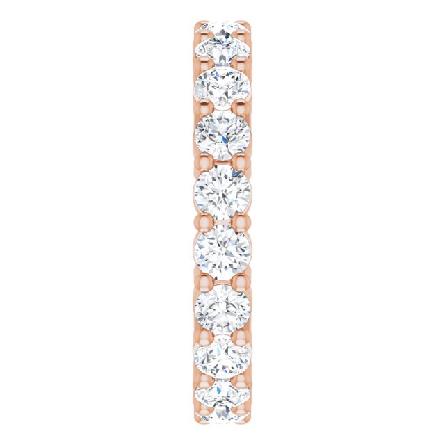 10K Gold Round Natural Diamond Shared-Prong Eternity Band – 2.75 mm Stones - Rose Gold - view 4