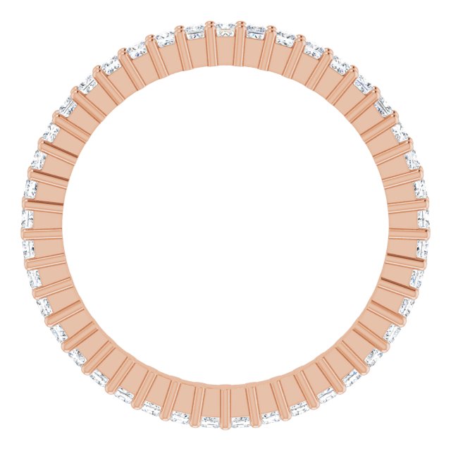 10K Gold Square Natural Diamond Shared-Prong Eternity Band – 1.25x1.25 mm Stones - Rose Gold - view 2